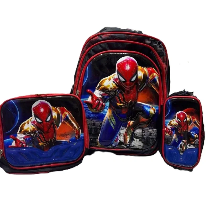 3D Spider-Man Cartoon School Bag - 3 Piece Combo Set