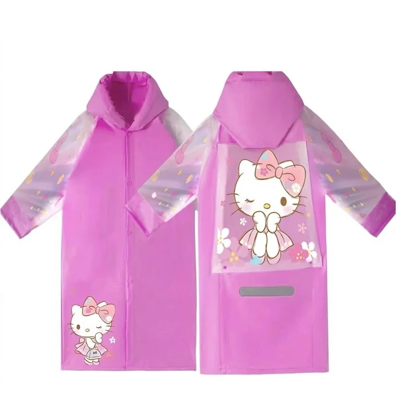 Hello Kitty Pink Raincoat with School Bag Cover